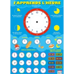 Poster pédagogique Heures - 52 x 76 cm - Bouchut