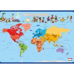Poster pédagogique Monde - 52 x 76 cm - Bouchut
