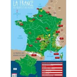 Poster pédagogique Reliefs & Fleuves de France - 52 x 76 cm - Bouchut