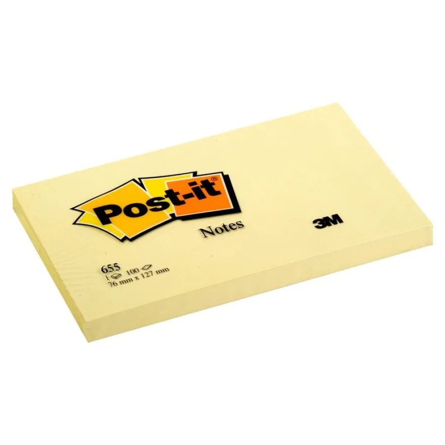 Post-it - 12 blocs notes 100 feuilles - jaune - 76 x 127 mm
