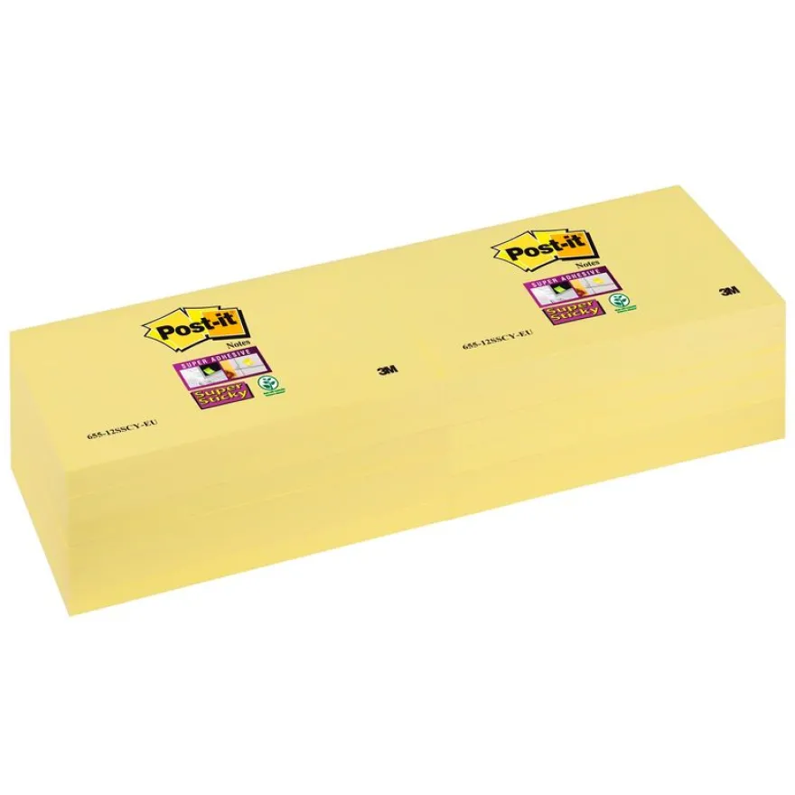 Post-it - 12 Blocs notes Super Sticky - jaune - 76 x 127 mm