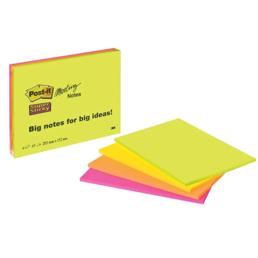 Post-it - 3 Blocs notes Super Sticky - grand format - Meeting notes 203 x 152 mm