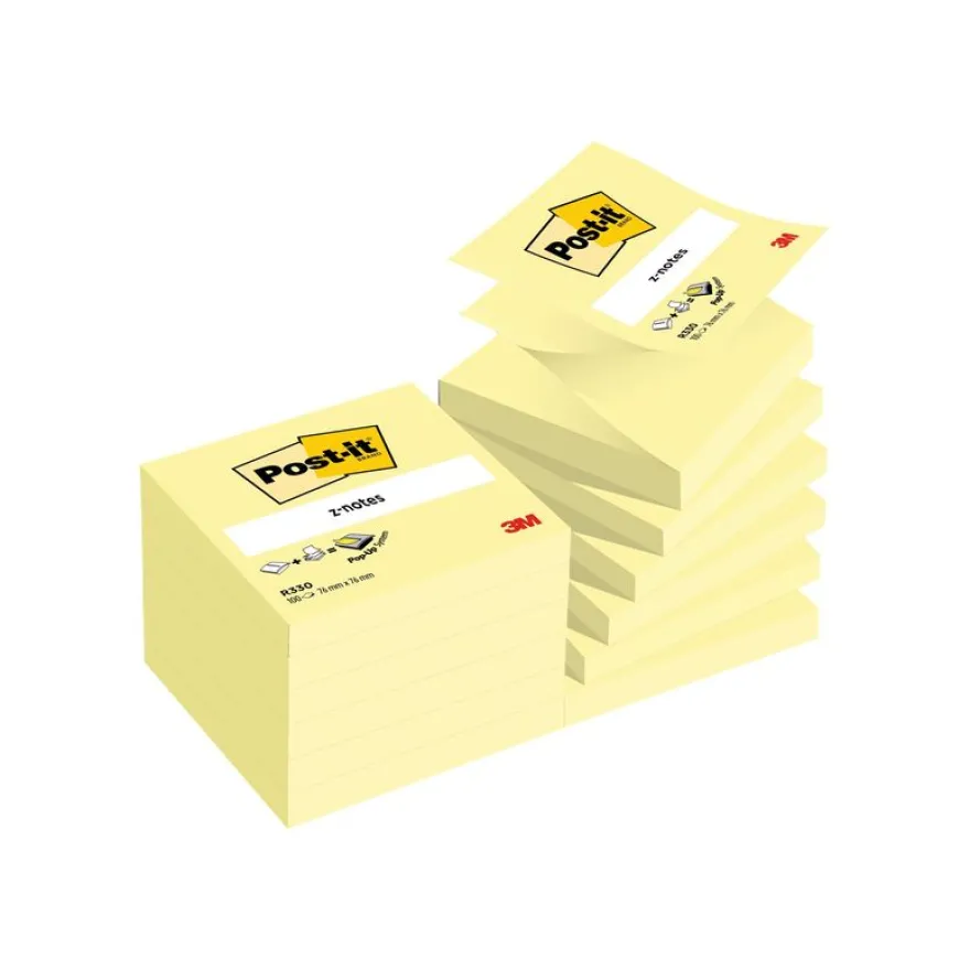 Post-it - 12 Blocs Z-Notes - jaune - 76 x 76 mm