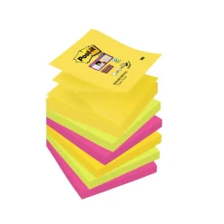 Post-it - 6 Blocs Z-Notes Super Sticky Rio - couleurs vives assorties - 76 x 76 mm