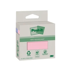 Post-it - 2 Blocs-notes recyclées - 76 x 76 mm - couleurs assorties - 200 feuilles (2 x 100)