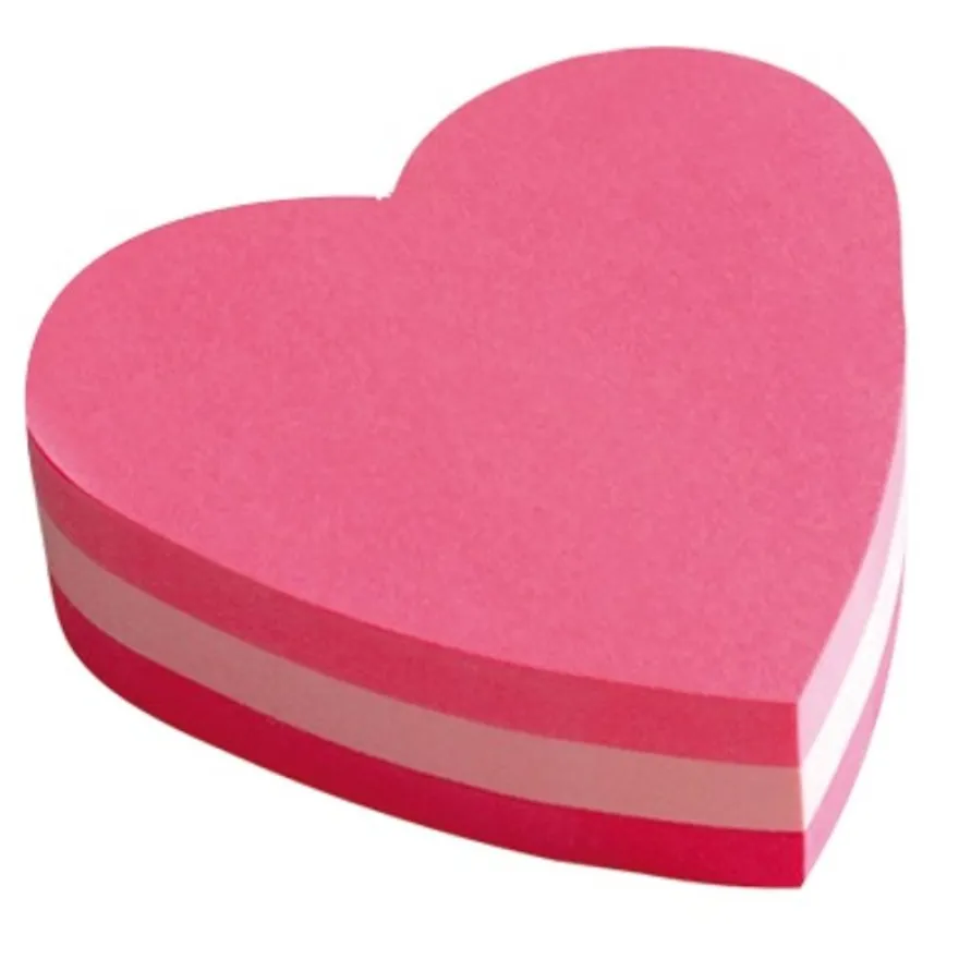 Post-it - Bloc cube forme coeur - 3 couleurs assorties - 225 feuilles