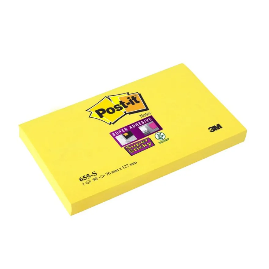 Post-it - Bloc notes Super Sticky - jaune jonquille - 76 x 127 mm