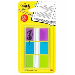 Post-it - Marque-pages (Index) souples - couleurs assorties - Lot 3 x 20 feuilles
