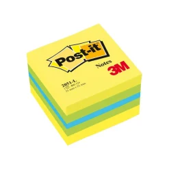 Post-it - Mini Bloc Cube citron - jaune/vert/bleu - 400 feuilles - 51 x 51 mm