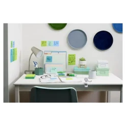 POST-IT - Notes repositionnables 76x127 mm Oasis 5 blocs - ultra adhésives - 450 feuilles - couleurs bleu et vert