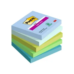 Post-it Super Sticky 654-5SS-OAS - Notes - 76 x 76 mm - 450 feuilles (5 x 90) - bleu, vert