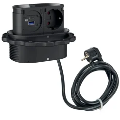 Prise de courant MINIMAX - retractable - 1 prise d'alimentation, 1 prise USB, 1 prise USB-C