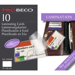 Probeco - 10 Pochettes plastique adhésive pour porte carte de visite 60x95 mm