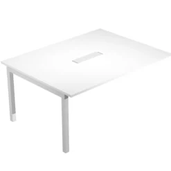 Prolongement pour table de réunion BRIDGE - L160 x H73 x P120 - Pieds gris alu - Plateau blanc