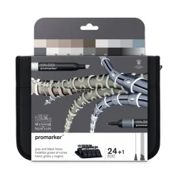 ProMarker - Pack de 24 marqueurs double pointe - gris et noir