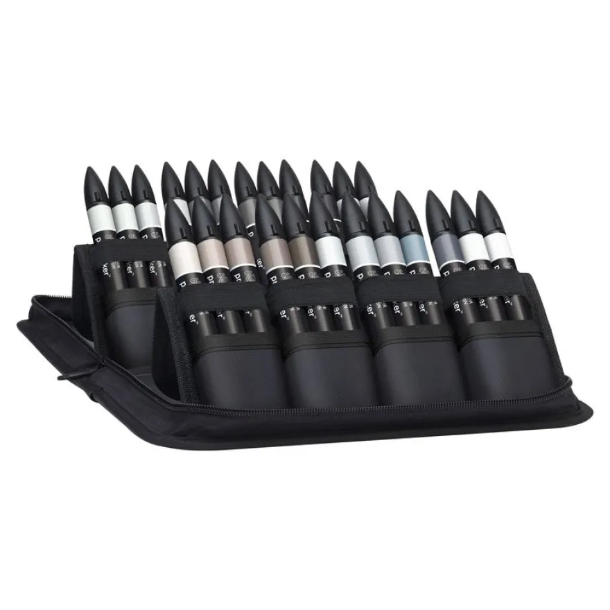 ProMarker - Pack de 24 marqueurs double pointe - gris et noir