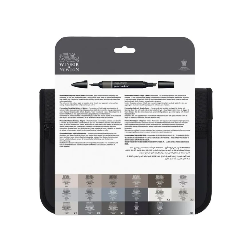 ProMarker - Pack de 24 marqueurs double pointe - gris et noir