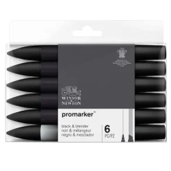 ProMarker - Pack de 6 marqueurs double pointe - noir et autres