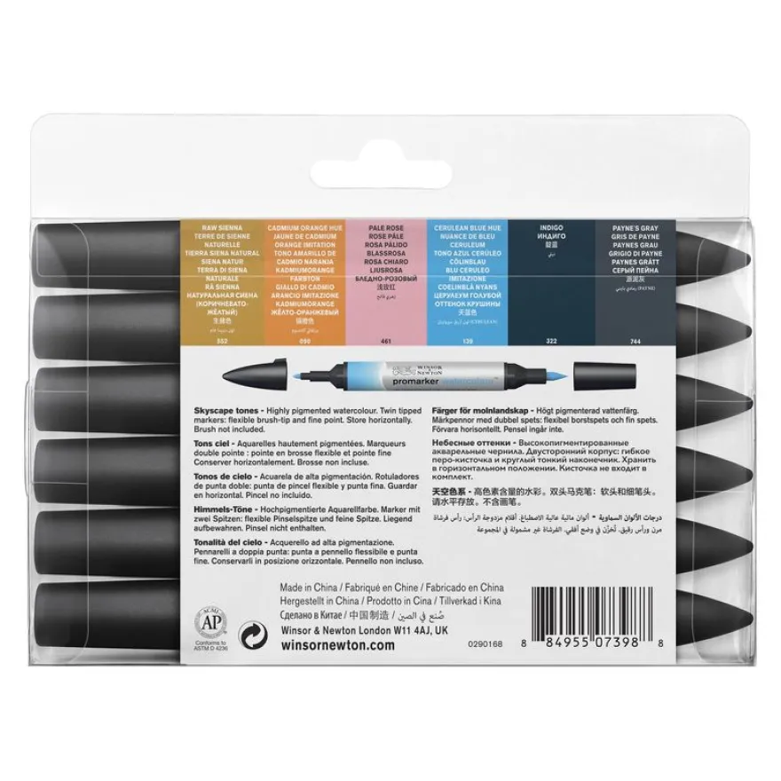 ProMarker Watercolour - 6 Marqueurs double pointe - tons ciel