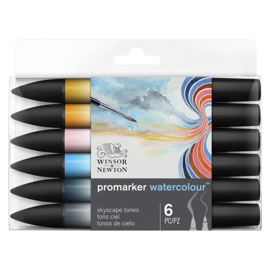 ProMarker Watercolour - 6 Marqueurs double pointe - tons ciel