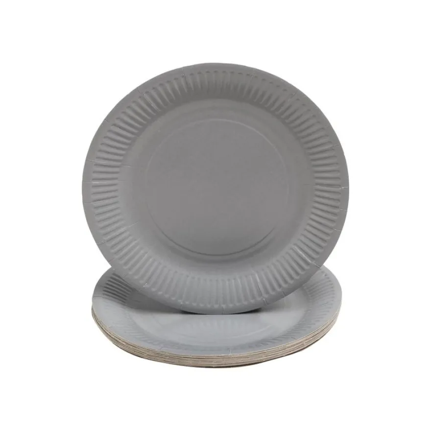 Pronappe - 20 Assiettes - Taille 23 cm diameter - rond - jetable - gris