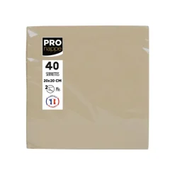 Pronappe - 40 Serviettes - Taille 38 x 38 cm - jetable - ficelle marron