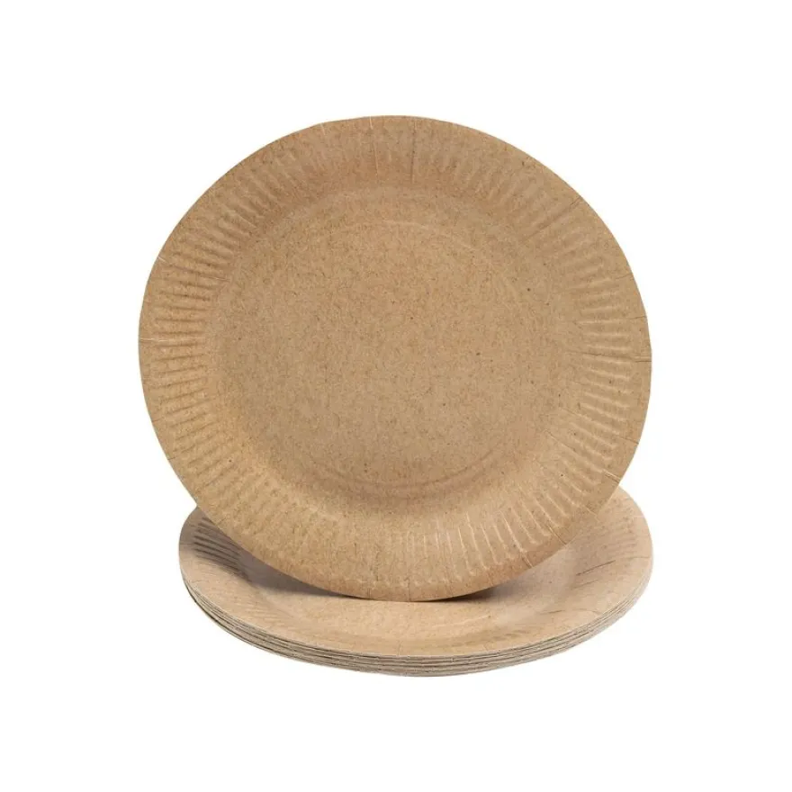 Pronappe - Assiette - Taille 23 cm diameter - rond - jetable - kraft (pack de 20)