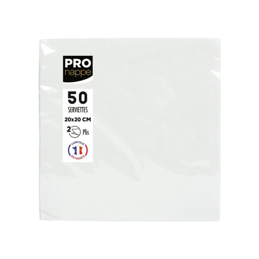Pronappe - Serviette - Taille 20 x 20 cm - jetable - blanc (pack de 50)