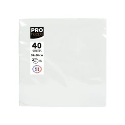 Pronappe - Serviette - Taille 38 x 38 cm - jetable - blanc (pack de 40)