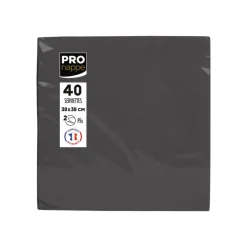 Pronappe - Serviette - Taille 38 x 38 cm - jetable - noir (pack de 40)