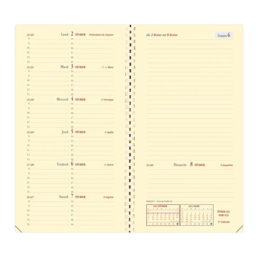 Quo Vadis - Agenda année scolaire - Spiralé - 2026-2027 - Italsept S Prestige - Semainier Horizontal - Français - Impala - Bleu - 13 mois de août à août - 8,8x17 cm
