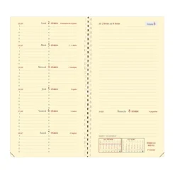 Quo Vadis - Agenda année scolaire - Spiralé - 2026-2027 - Italsept S Prestige - Semainier Horizontal - Français - Impala - Noir - 13 mois de août à août - 8,8x17 cm
