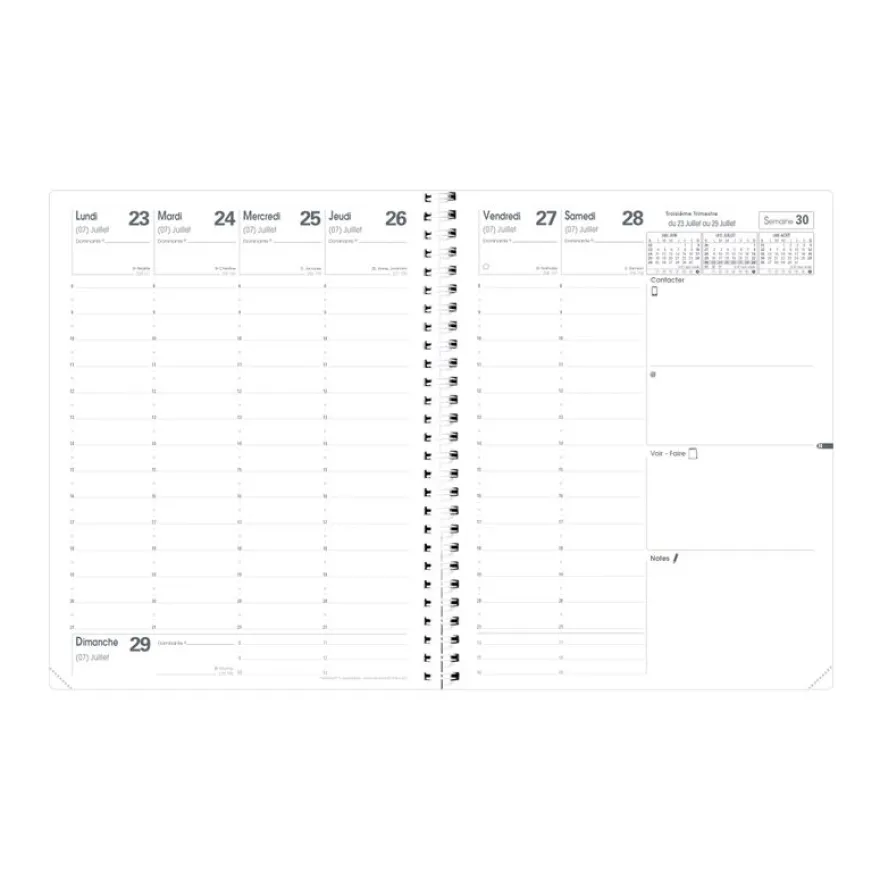 Quo Vadis - Agenda année scolaire - Spiralé - 2026-2027 - Président S Septembre - Semainier Planning - Français - Club - Rose - 13 mois de août à août - 21x27 cm