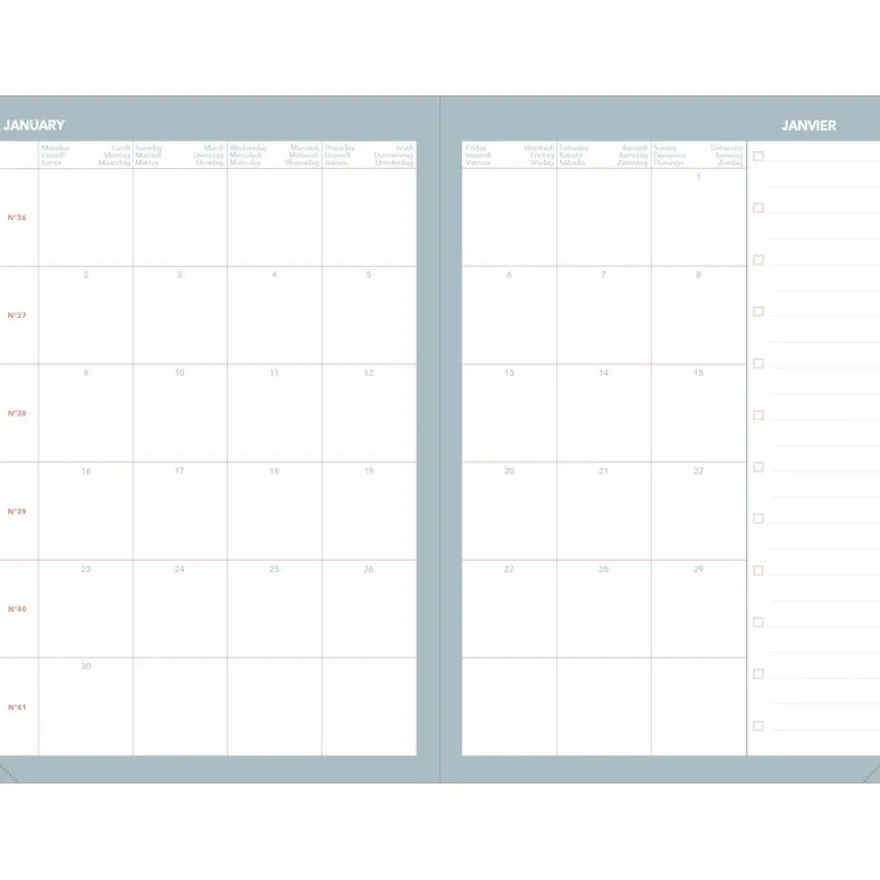 Quo Vadis - Agenda année scolaire - 2026-2027 - Universitaire Color - Semainier Planning - Multilingue - Céleste - Bleu - 13 mois de août à août - 10x15 cm