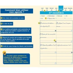 Quo Vadis - Agenda année scolaire - 2026-2027 - Agenda DYS - Journalier - Français - 13x21 cm - Papier Clairefontaine blanc - Fabrication française