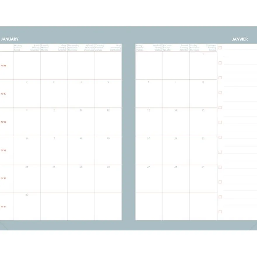 Quo Vadis - Agenda année scolaire - 2026-2027 - Ministre Septembre Color - Semainier Planning - Multilingue - Festy - Vert - 13 mois de août à août - 16x24 cm