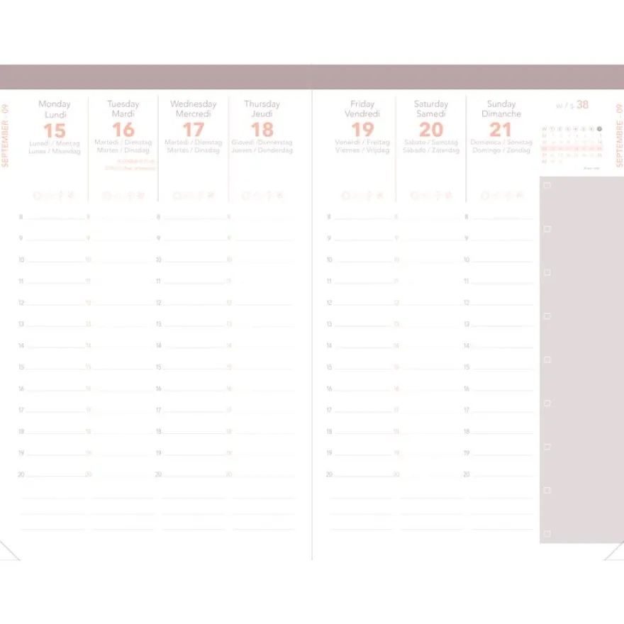 Quo Vadis - Agenda année scolaire - 2026-2027 - Ministre Septembre Color - Semainier Planning - Multilingue - Céleste - Beige - 13 mois de août à août - 16x24 cm