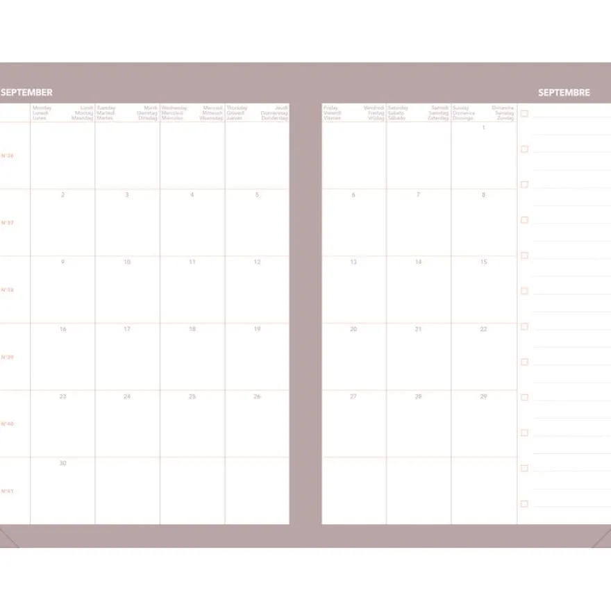 Quo Vadis - Agenda année scolaire - 2026-2027 - Ministre Septembre Color - Semainier Planning - Multilingue - Andrea - Gris - 13 mois de août à août - 16x24 cm