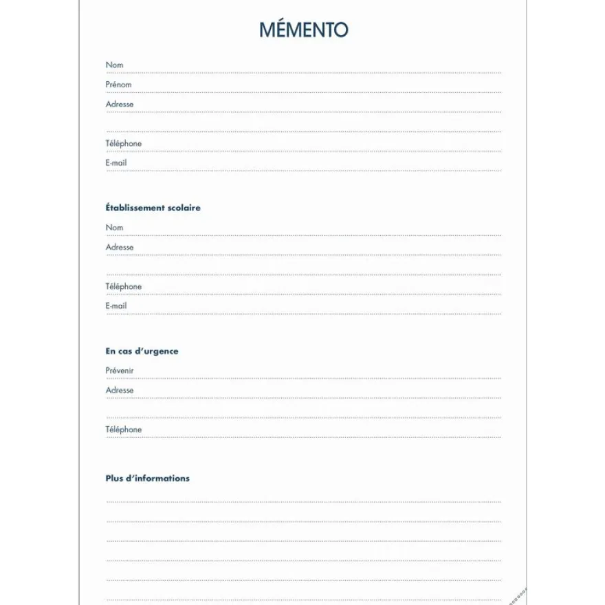 Quo Vadis - Agenda année scolaire - 2026-2027 - Textagenda 21 - Journalier - Français - Impala - Noir - 12 mois de septembre à août - 13x21 cm - Papier Clairefontaine blanc - Fabrication française