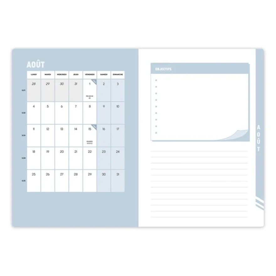Quo Vadis - Agenda année scolaire - 2026-2027 - Hebdocolor 15 - Semainier Horizontal - Français - Canopy - Multicolore - 12 mois de août à juillet - 10x15 cm
