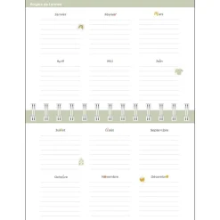Quo Vadis - Agenda perpétuel - Spiralé - Semainier Horizontal - Français - Eterny - Multicolore - Perpétuel - 12x17 cm - Papier Clairefontaine blanc - Fabrication française