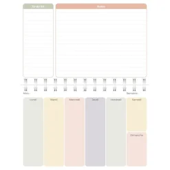 Quo Vadis - Agenda perpétuel - Spiralé - Semainier Horizontal - Français - Eterny - Multicolore - Perpétuel - 12x17 cm - Papier Clairefontaine blanc - Fabrication française