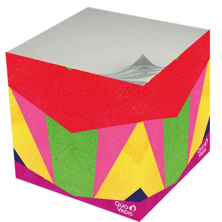 Quo Vadis - Bloc cube - Iconique - Multicolore - 9x9x8 cm - Papier Clairefontaine blanc - Fabrication française