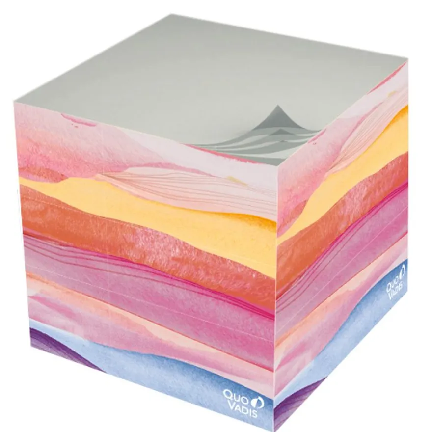 Quo Vadis - Bloc cube - Iconique - Multicolore - 9x9x8 cm - Papier Clairefontaine blanc - Fabrication française