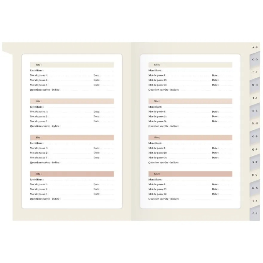 Quo Vadis - Carnet de mots de passe - Français - Carnets thématiques - Multicolore - 15x21 cm - Papier Clairefontaine blanc - Fabrication française