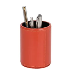 Quo Vadis - Pot à crayons - Satiny - Orange - 10x7 cm - Cuir pleine fleur de vachette