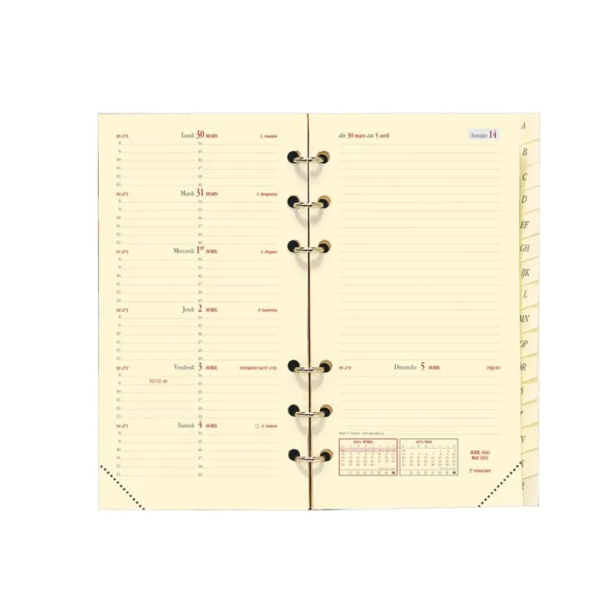 Quo Vadis - Recharge Organiseur - 2027 - Timer 17 Pocket - Semainier Planning - Français - 13 mois de décembre à décembre - 9x17 cm - Papier Clairefontaine ivoire - Fabrication française