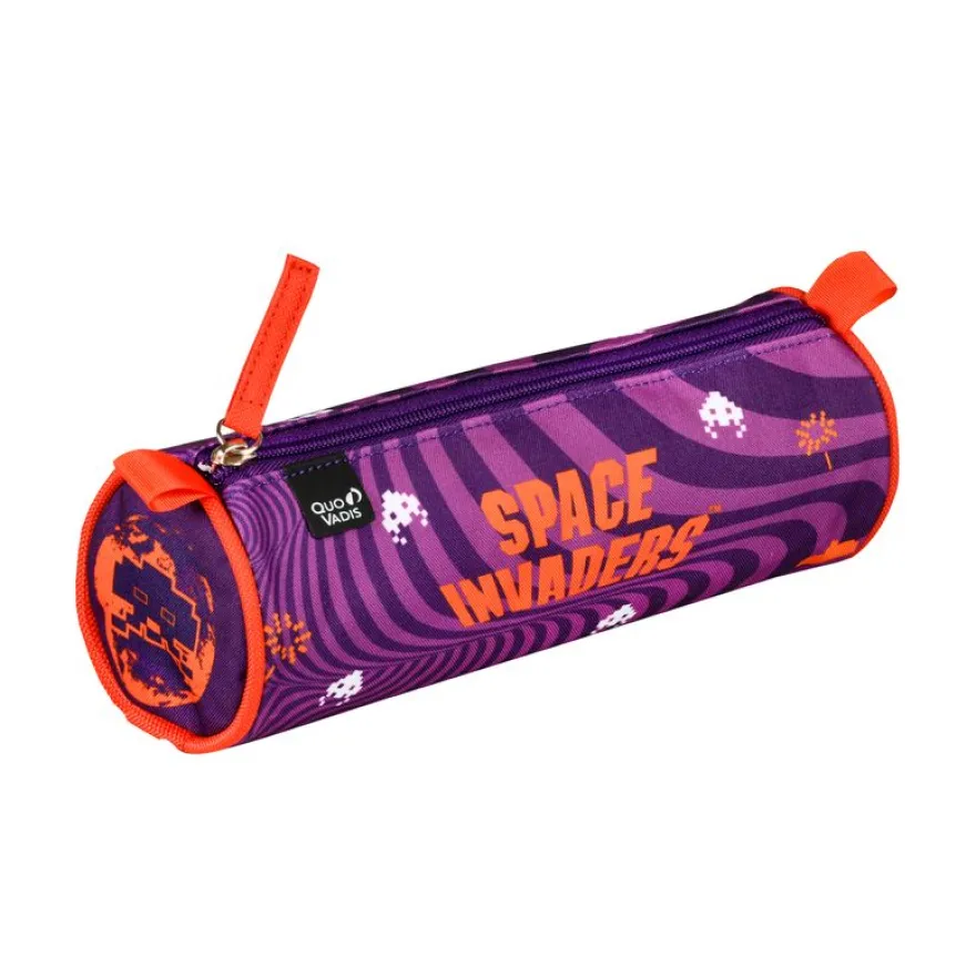 Quo Vadis - Trousse scolaire - Ronde - Space invaders - 23x8x8 cm - Toile (polyester) - 1 compartiment(s)