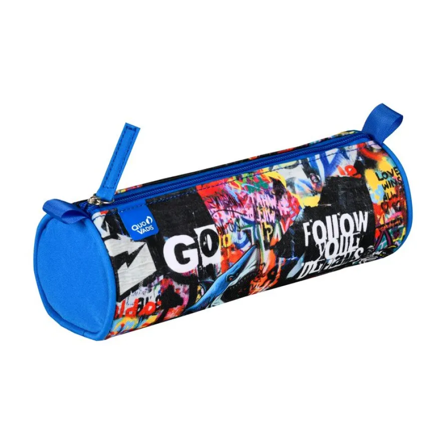 Quo Vadis - Trousse scolaire - Ronde - Graffiti - 23x8x8 cm - Toile (polyester) - 1 compartiment(s)