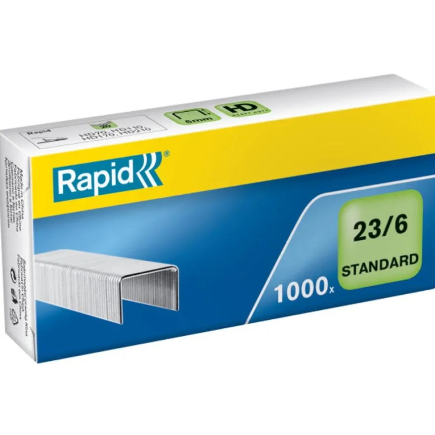 Rapid - Boîte de 1000 Agrafes 23/6 - jusqu'à 20 feuilles - acier galvanisé